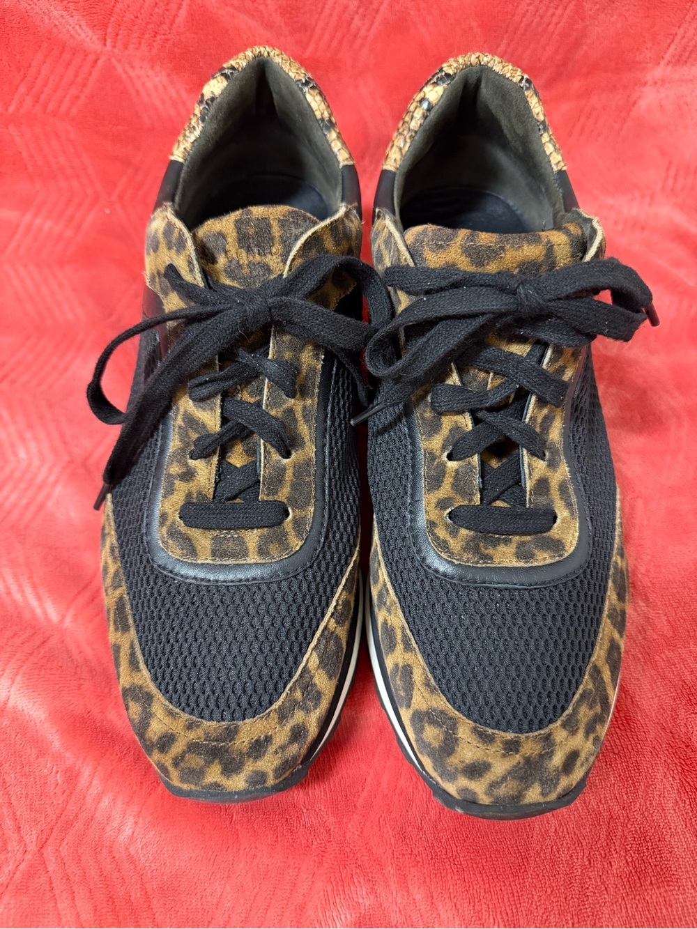 Veronica Beard Hartley Leopard Print Mesh Sneakers Size 10